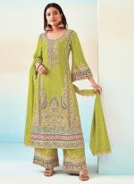 Heavy Chinnon Mint Green Wedding Wear Embroidery Work Readymade Plazzo Suit